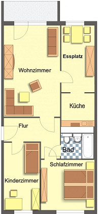 Grundriss Wohnung, 3 Zimmer (70 m²), Wartburgstraße 9, Gera