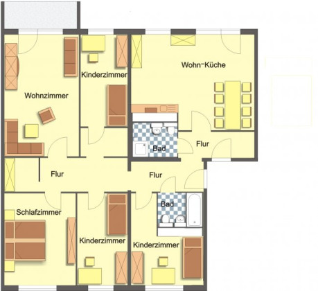 Grundriss Wohnung, 5 Zimmer (121,37 m²), Kahlaer Straße 1, Gera