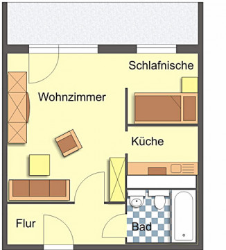 Grundriss Single-Wohnung mit großem Balkon!, Otto-Rothe-Straße 18, Gera