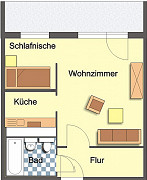 Grundriss Wohnung, 1 Zimmer (35,84 m²), Kastanienstraße 13, Gera