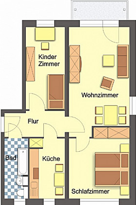 Grundriss Wohnung, 3 Zimmer (59,46 m²), Erzhammerweg 5, Gera