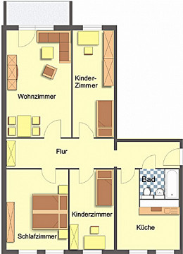 Grundriss - Wohnung, 4 Zimmer (88,95 m²), Franz-Stephan-Straße 14, Gera