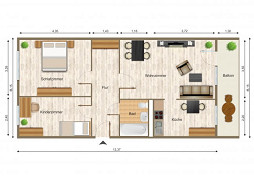 Grundriss Wohnung, 3 Zimmer (70,67 m²), Franz-Stephan-Straße 2, Gera
