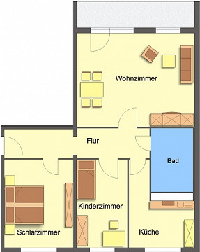 Grundriss Wohnung, 3 Zimmer (83,55 m²), Bruno-Brause-Straße 1, Gera