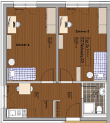 Grundriss Wohnung, 1 Zimmer (24,89 m²), Camburger Straße 95, Jena