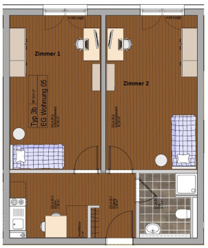 Grundriss - Wohnung, 1 Zimmer (26,78 m²), Camburger Straße 95, Jena