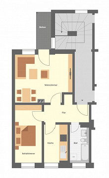 Grundriss - Wohnung, 2 Zimmer (58,9 m²), Bielitzstraße  1, Gera