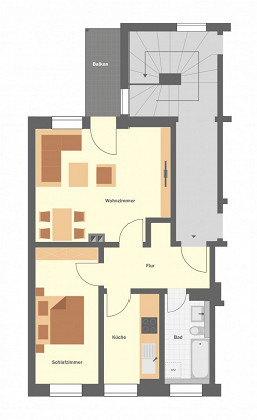 Grundriss Wohnung, 2 Zimmer (58,9 m²), Bielitzstraße  1, Gera